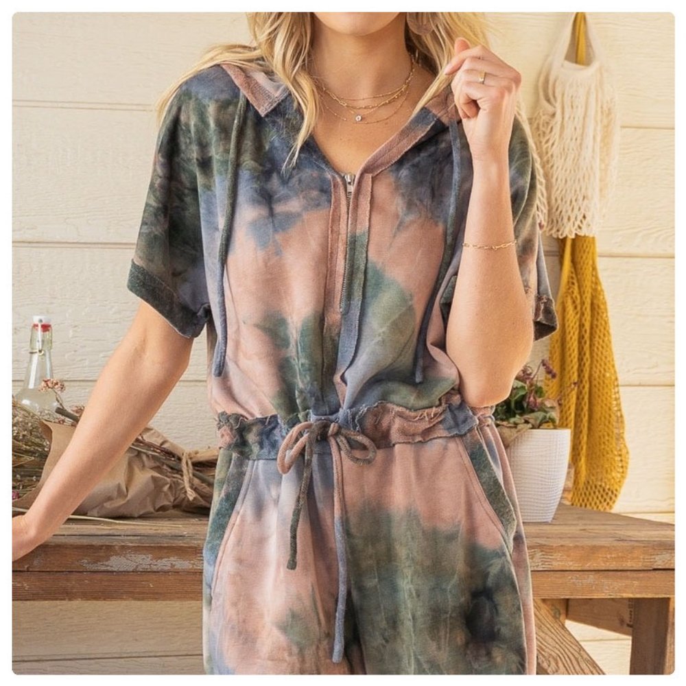 POL Earth Palette Hooded Lounge Romper - Picture 6 of 14